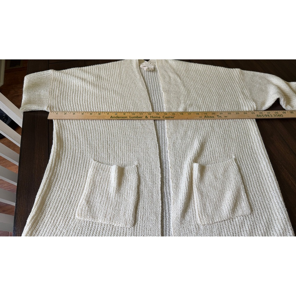 Fantastic Fawn Cream Open Front Knit Cardigan Sweater with Pockets Large - Picture 6 of 7